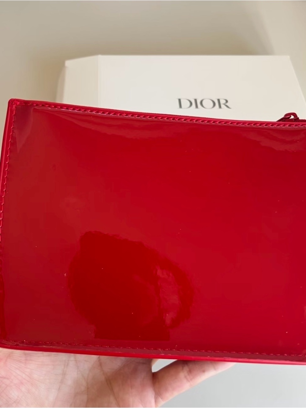 DIOR Red Patent CD Zip Pouch - Picture 7 of 8